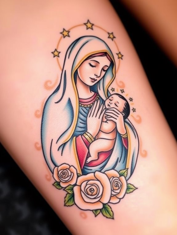 religious tattoo honoring mary