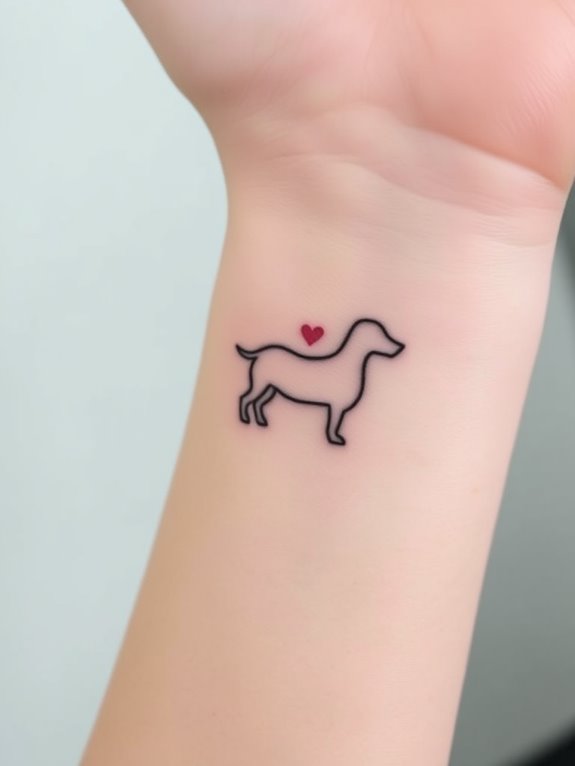 simple dog outline tattoos