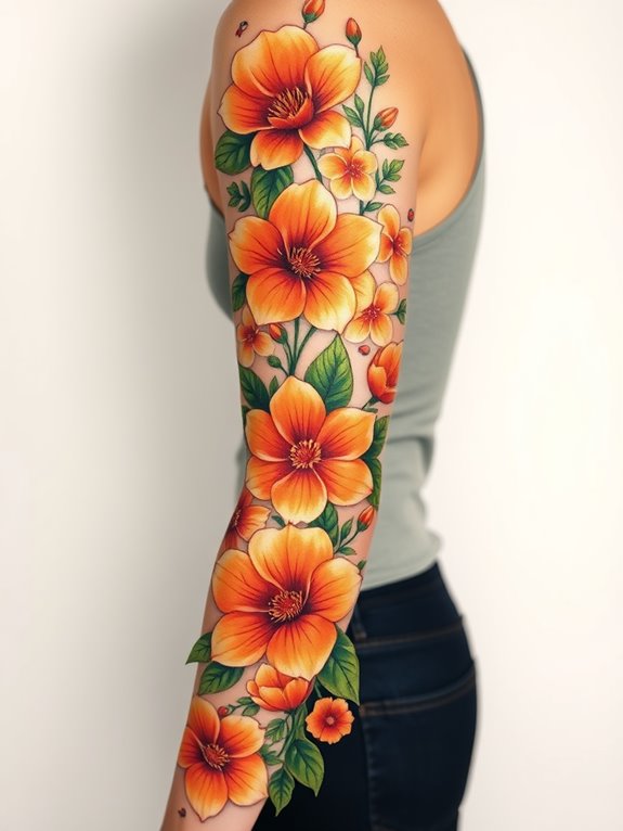 sleeve adorned with flowers