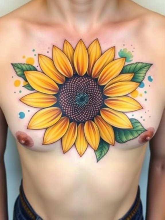 sunflower chest tattoo concept