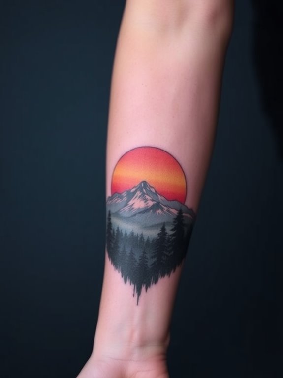 sunset mountain inked skin