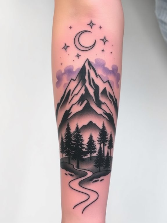 tattoo of mountain landscape