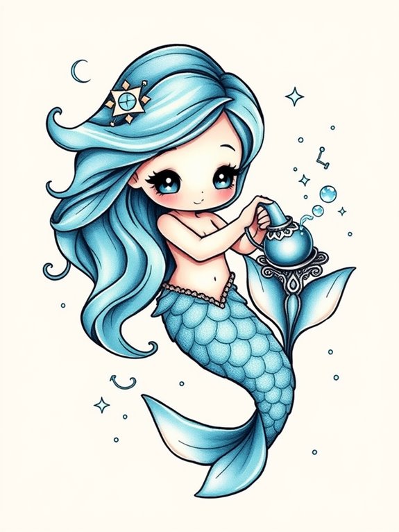 unique aquarius mermaid illustration