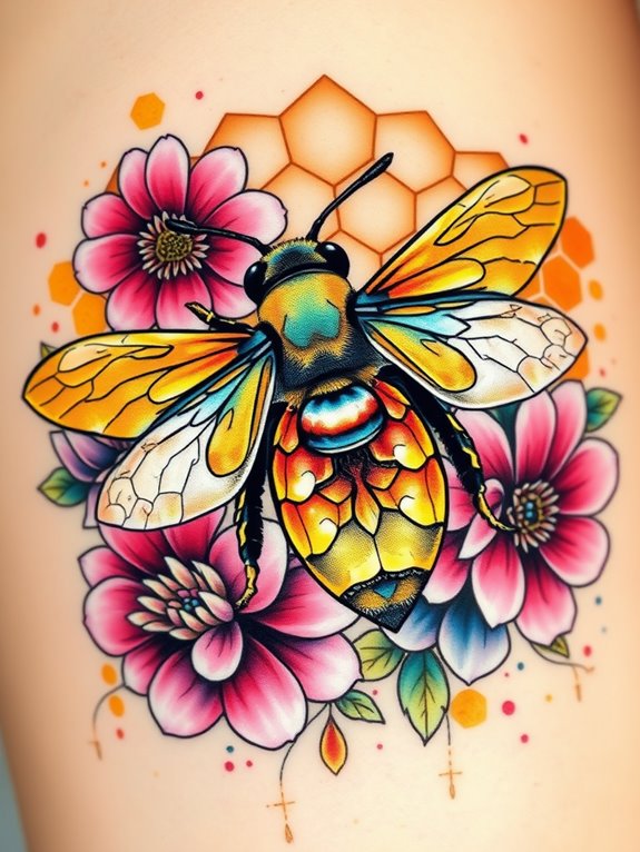 vibrant bee themed watercolor paintings