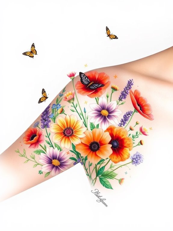 vibrant floral tattoo design