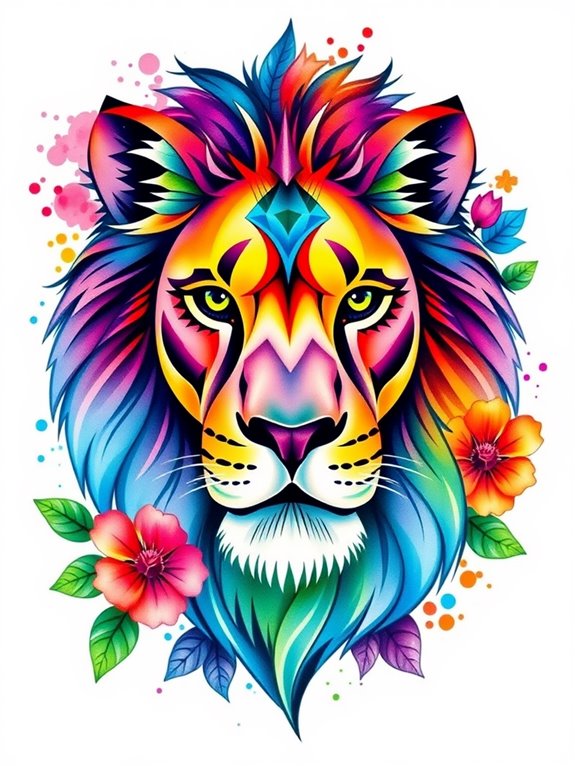 vibrant lion ink designs