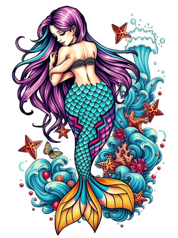 vibrant mermaid art piece