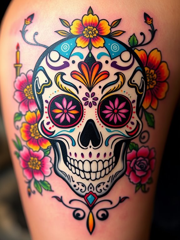 vibrant sugar skull designs