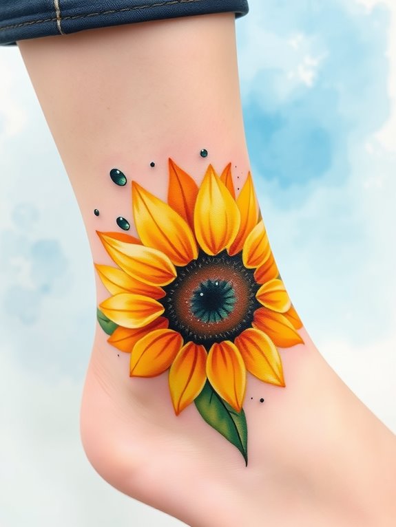 vibrant sunflower painting details