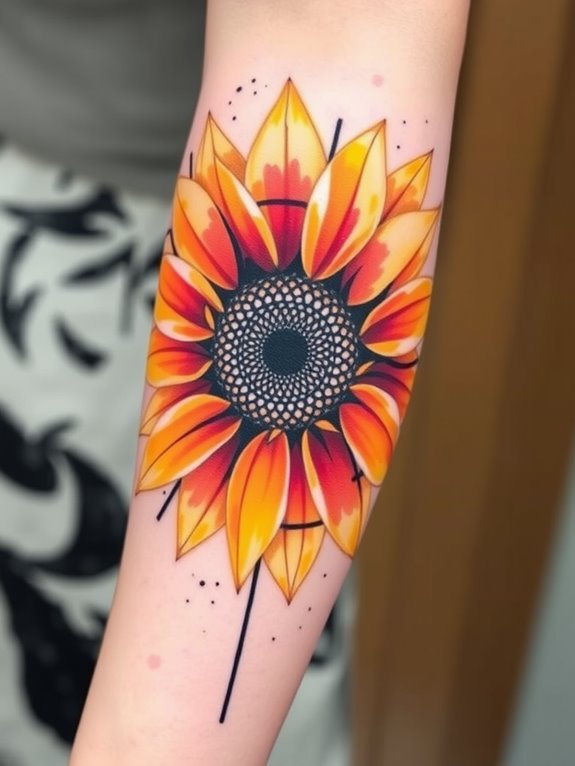 vibrant sunflower tattoo design