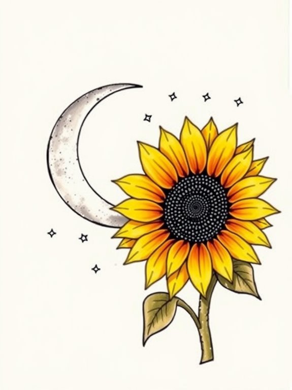 vibrant sunflower under moonlight