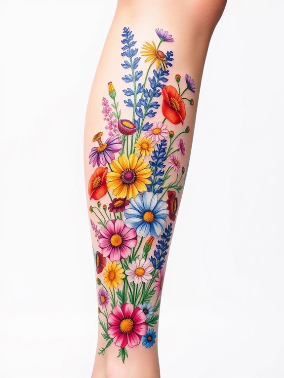 vibrant wildflower tattoo design