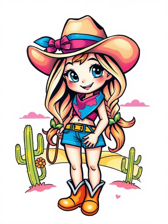 western inspired cowgirl tattoo design