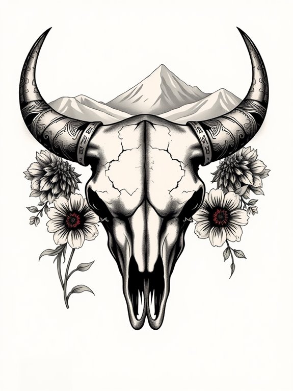 western themed bull skull tattoos