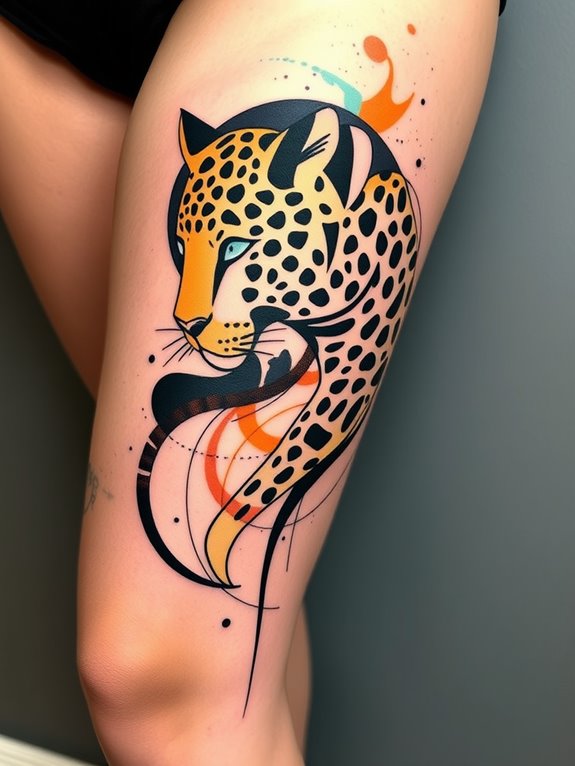 wild thigh tattoo design