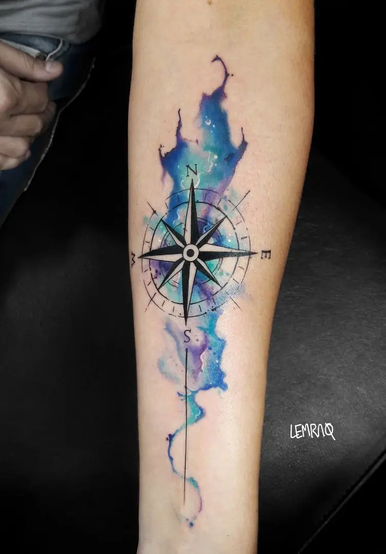 Vibrant Compass Watercolor Art