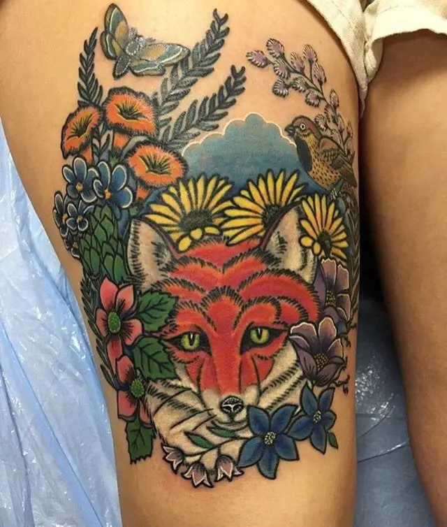 Vibrant Fox Floral Fusion