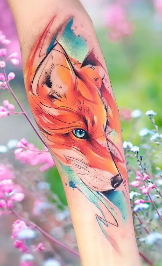 Vibrant Watercolor Fox Art