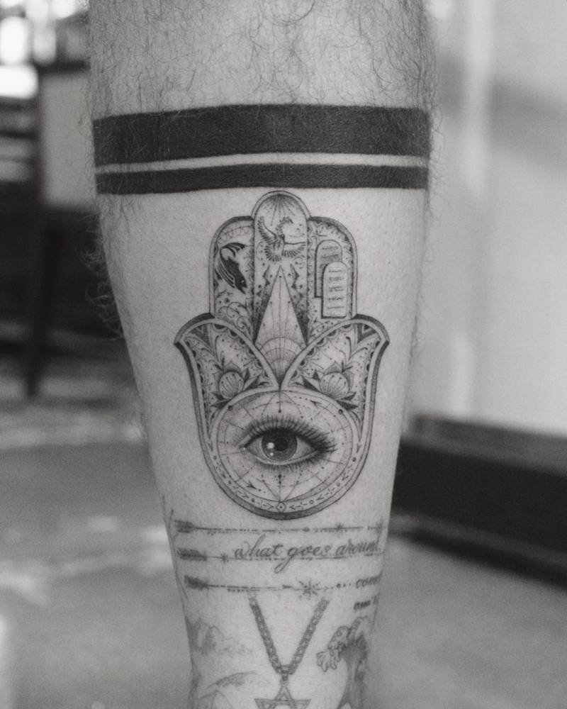 Detailed hamsa with cosmic vibes