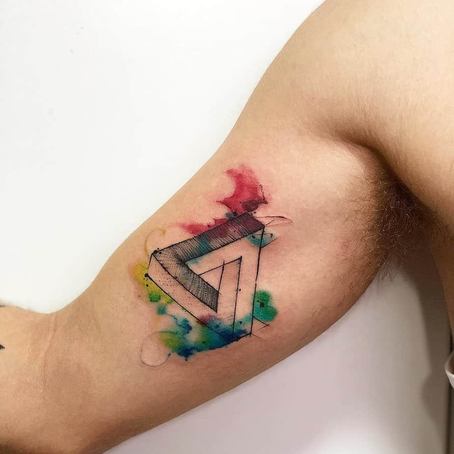 Watercolor Penrose triangle on the bicep