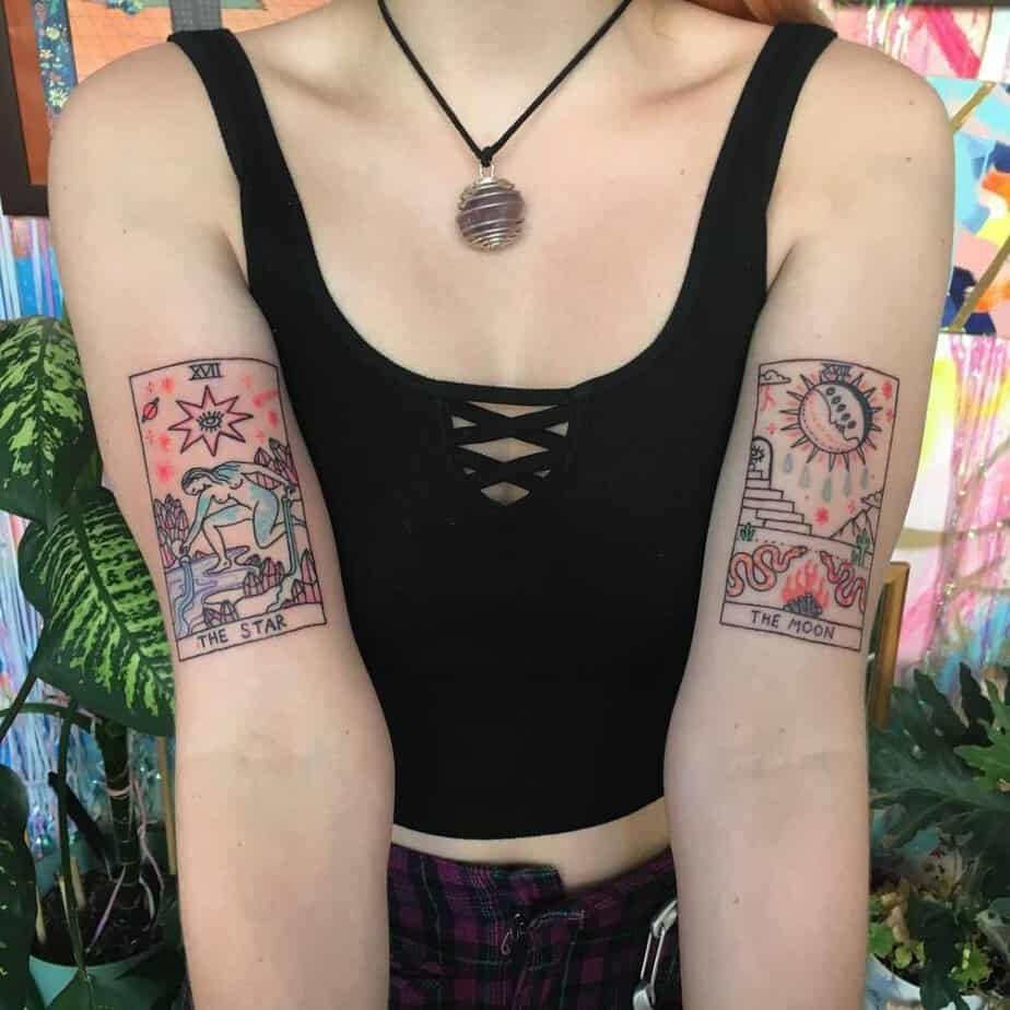 The star and moon tarot tattoos