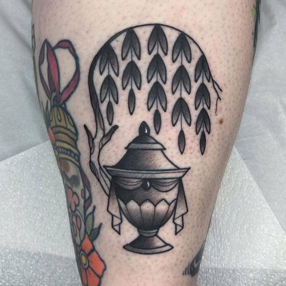 Cemetery urn with weeping willow