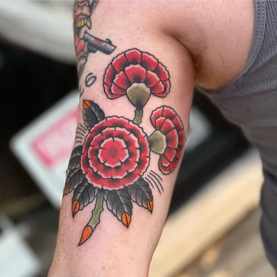 Cluster of carnations in traditional style