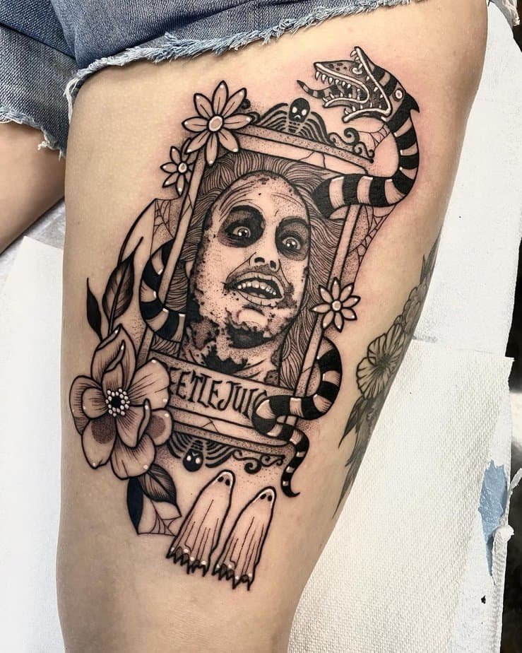 Floral Beetlejuice frame