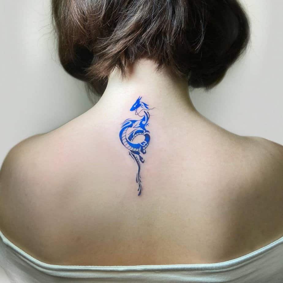 Neck dragon tattoo