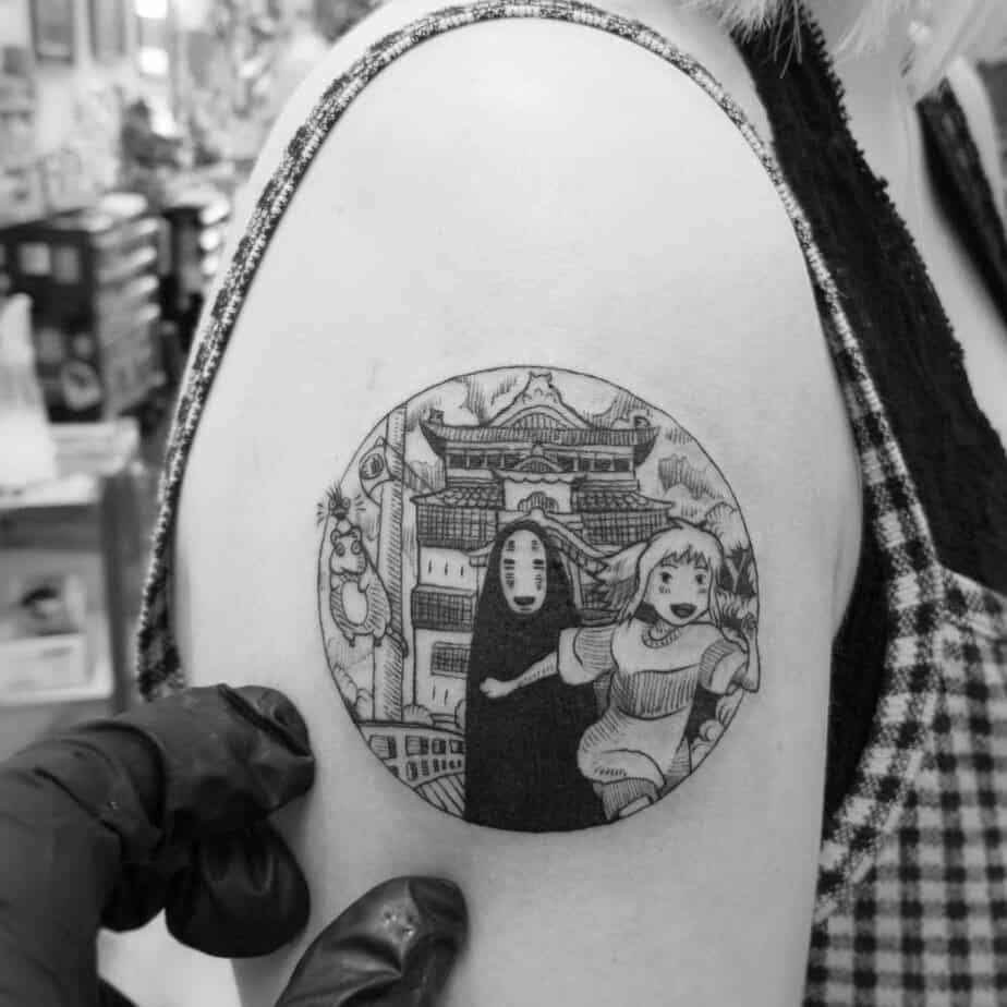 Chihiro and No-Face running tattoo