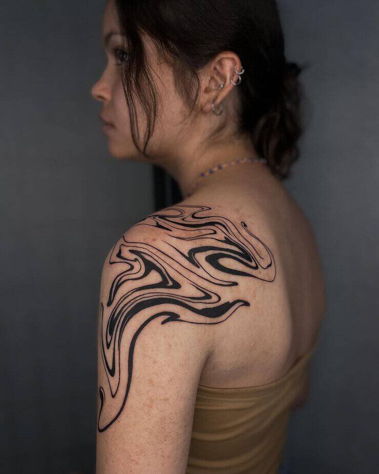 Shoulder suminagashi swirl like smoke rising