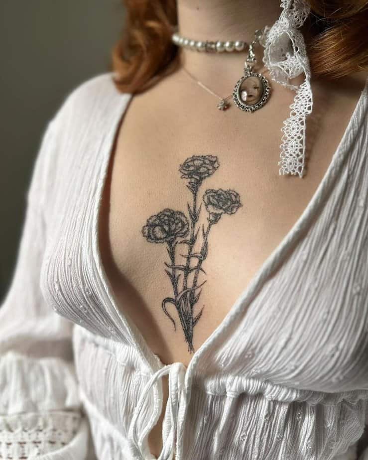 Vintage-inspired chest carnations
