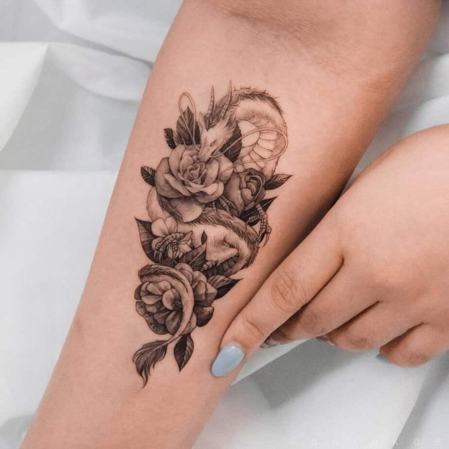 Haku and roses tattoo