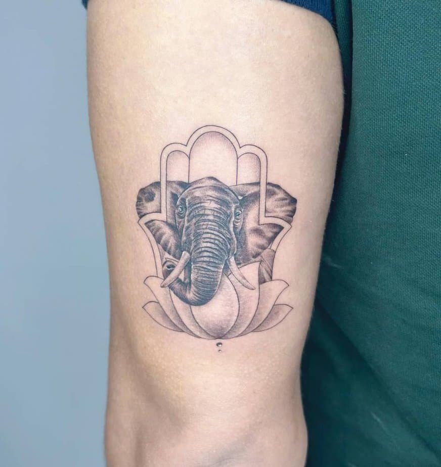 Hamsa hand with elephant