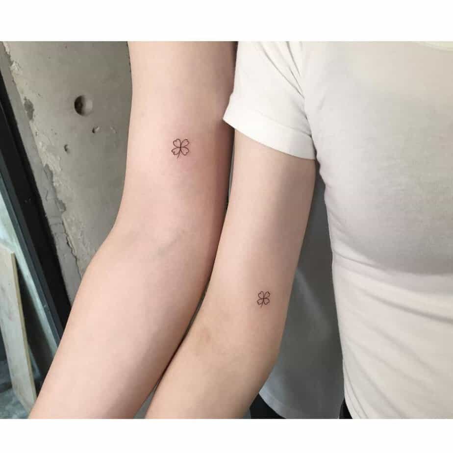 Matching clover tattoos for besties