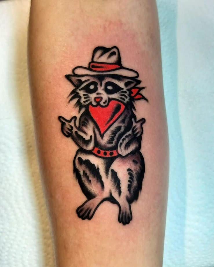 Cowboy raccoon tattoo