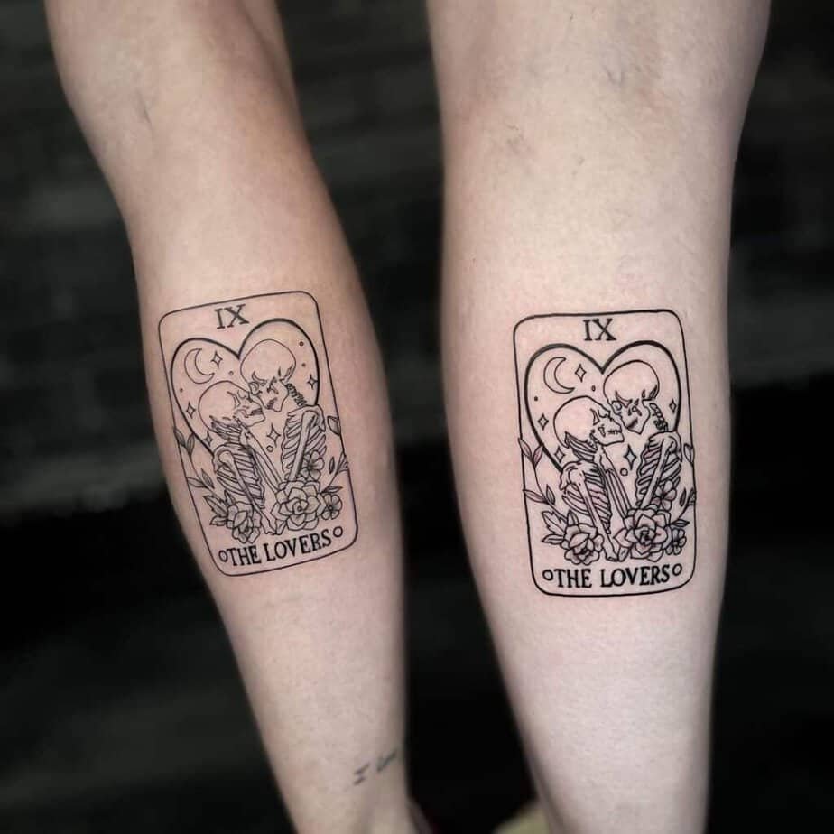The Lovers tarot matching tattoos
