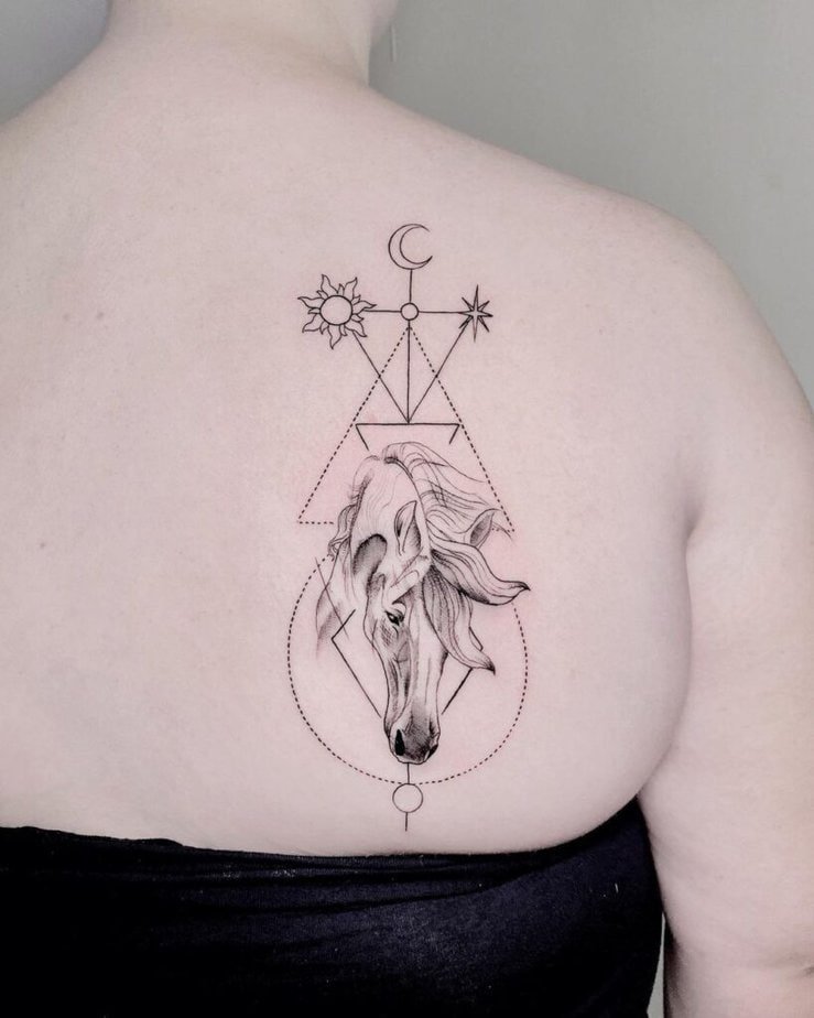 9. Geometrical horse tattoo