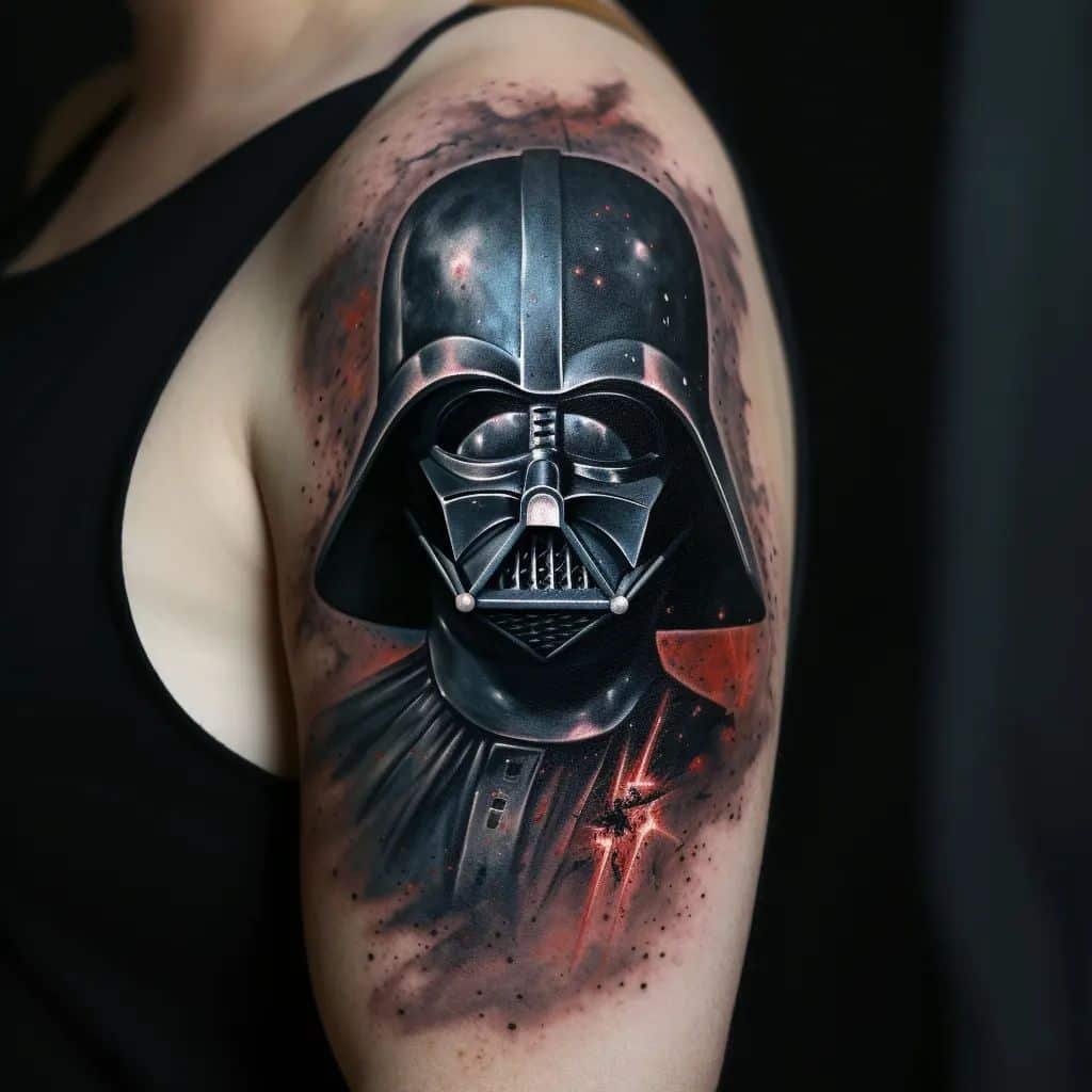 Realistic Darth Vader tattoo