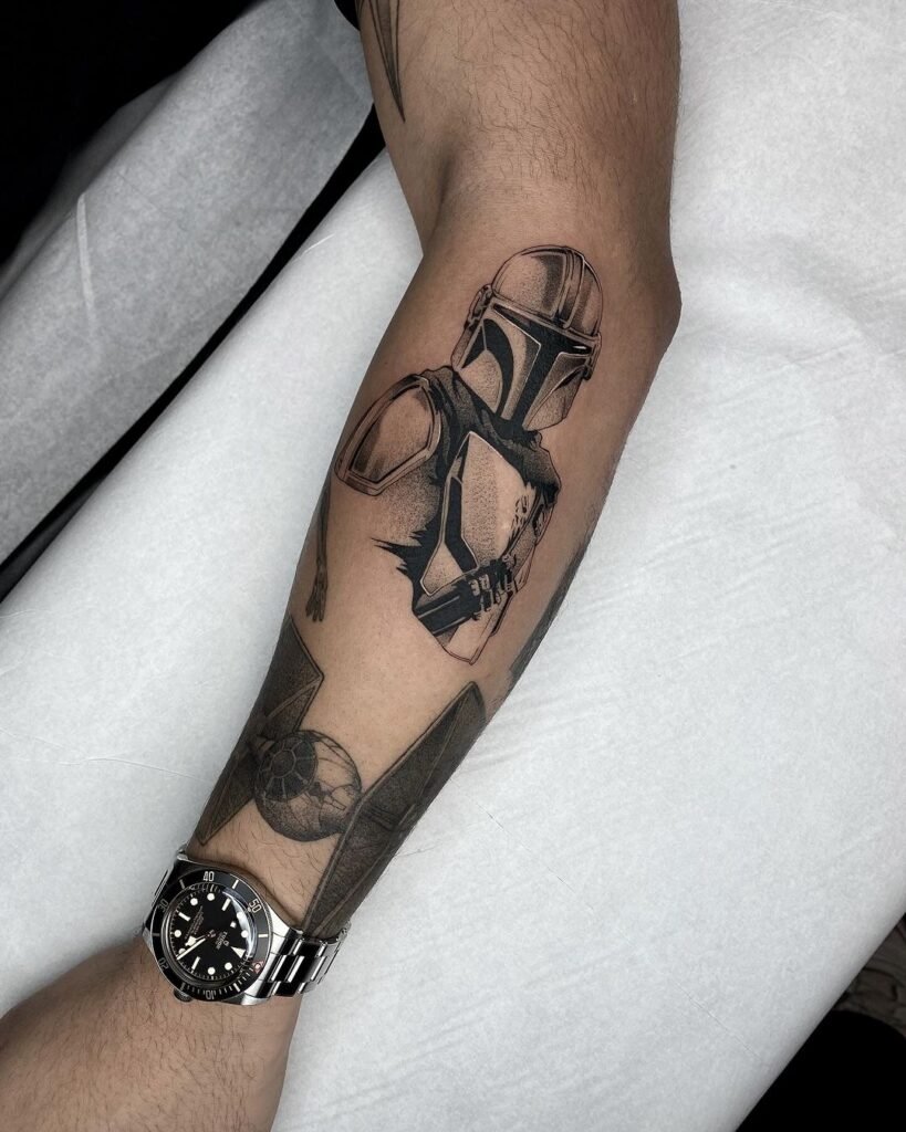 Mandalorian forearm tattoo