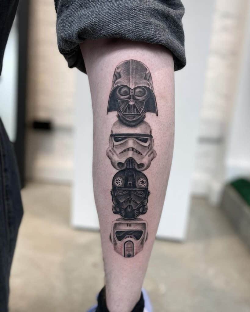 Star Wars leg tattoo collage