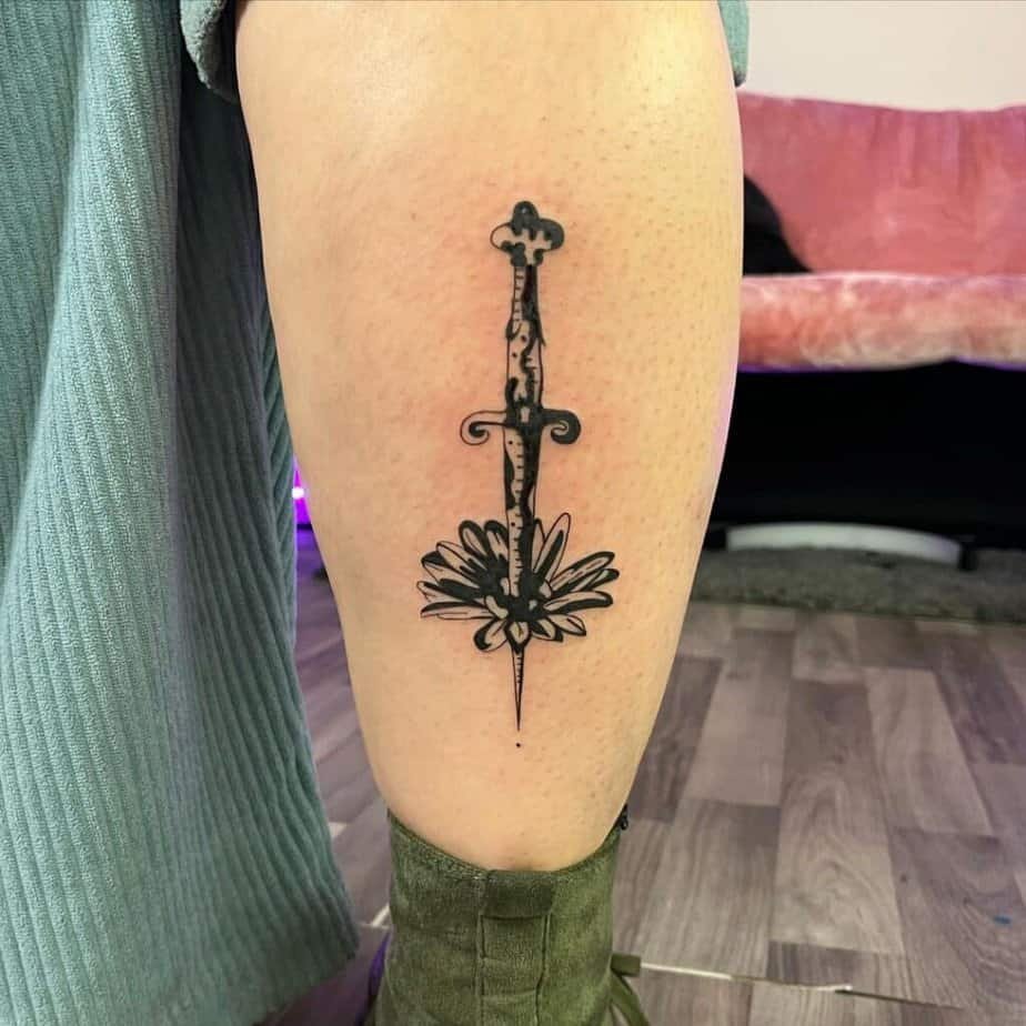 Dagger calf tattoo