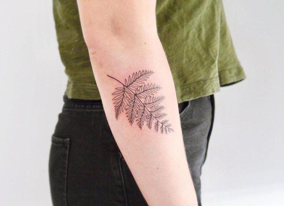 17. A linework fern on the forearm