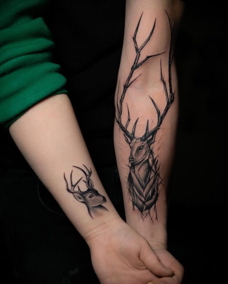 6. A matching deer tattoo