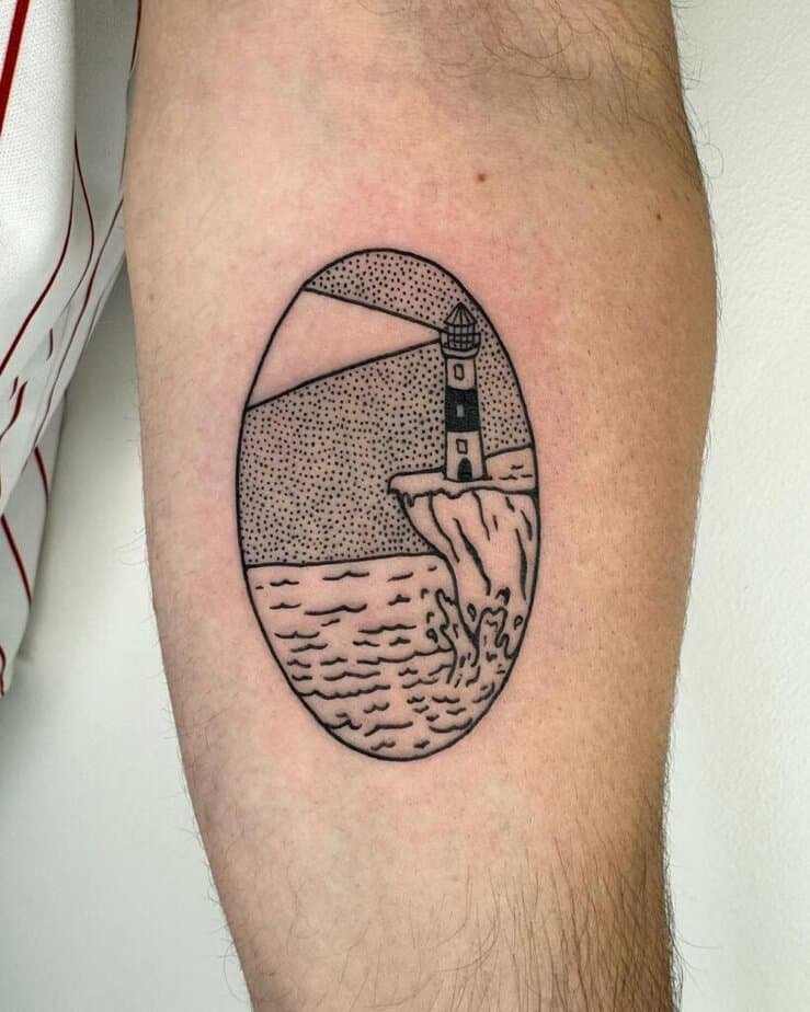 10. Blackwork-style lighthouse