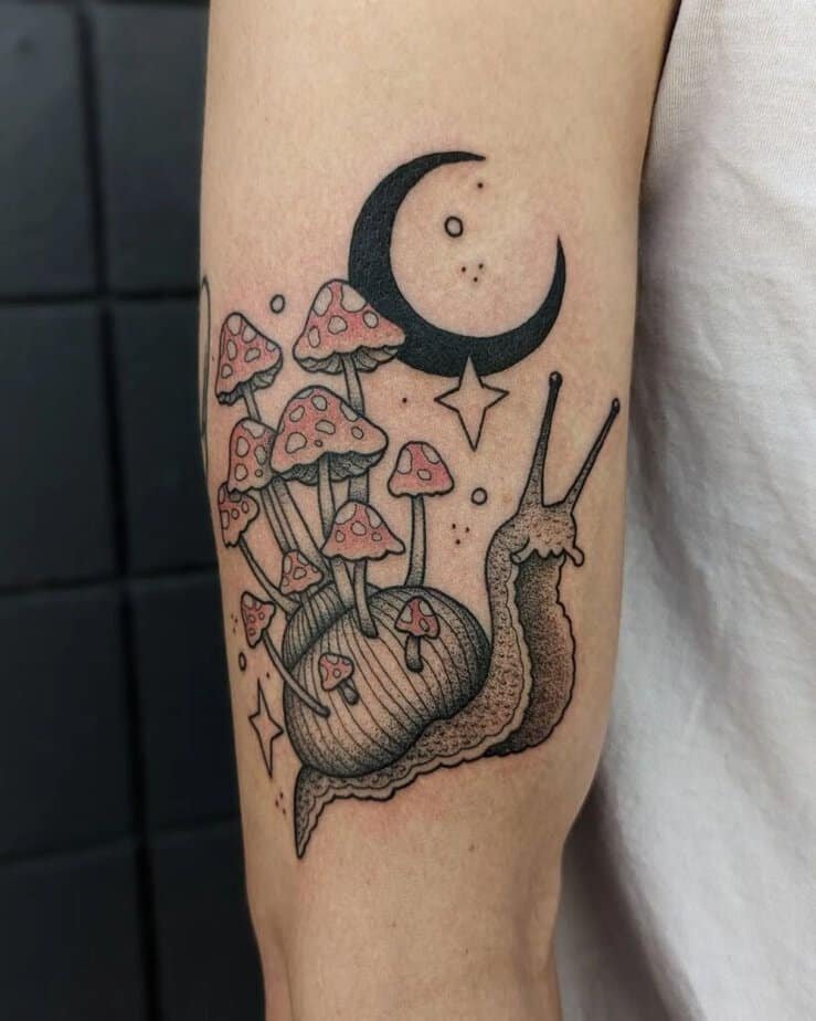 5. A mushroom snail under the moonlight