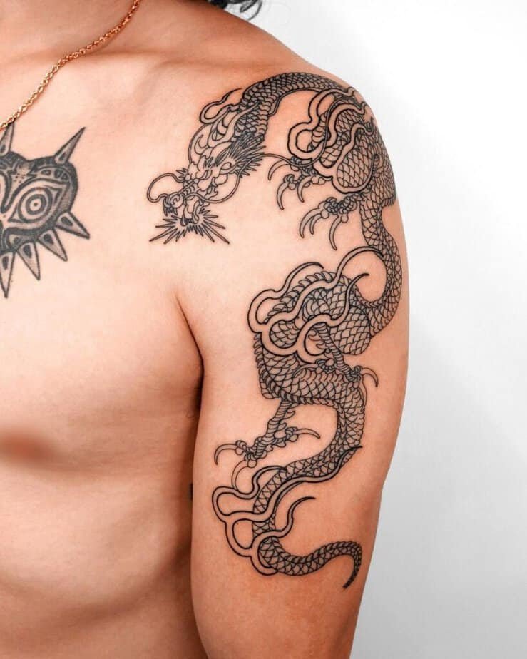 9. Linework Chinese dragon