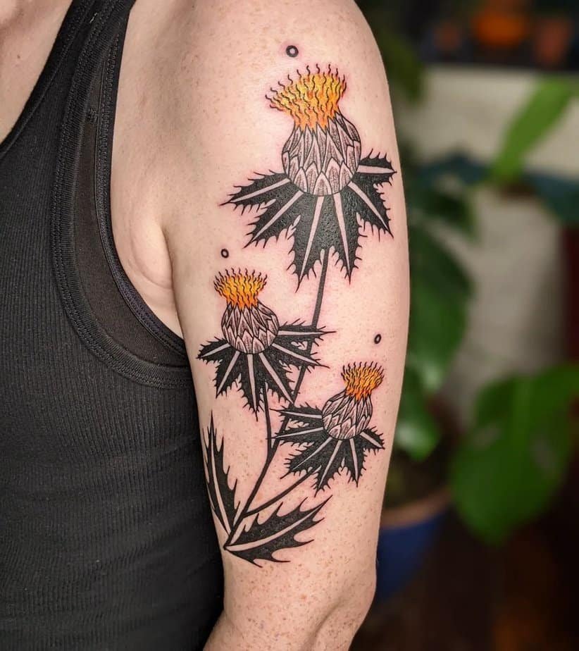 Flaming thistle trio