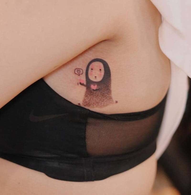 No-Face heart tattoo