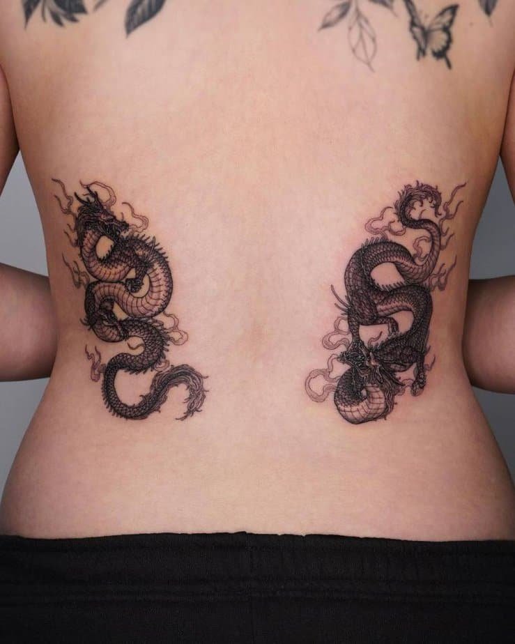 Twin dragons tattoo